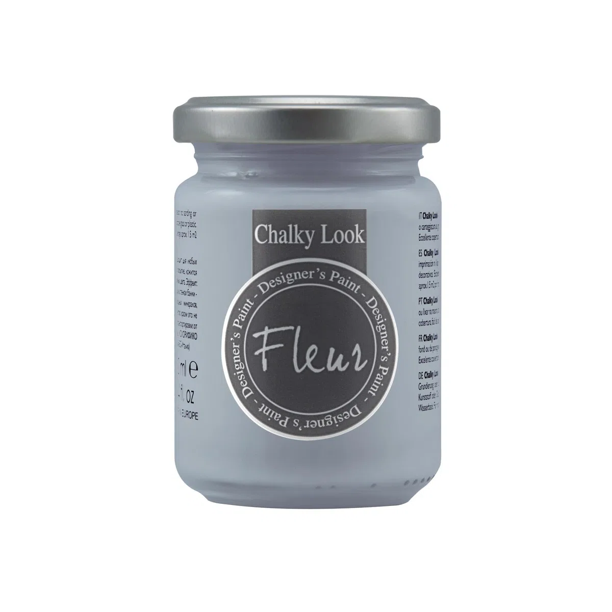 FLEUR DESIGNER'S PAINT | Pittura ad Acqua, Effetto Gesso Naturale, Extra Opaca, Fleur Chalky F56, Colore Hamptons Blue, Made in Italy, Formato da 130 ml