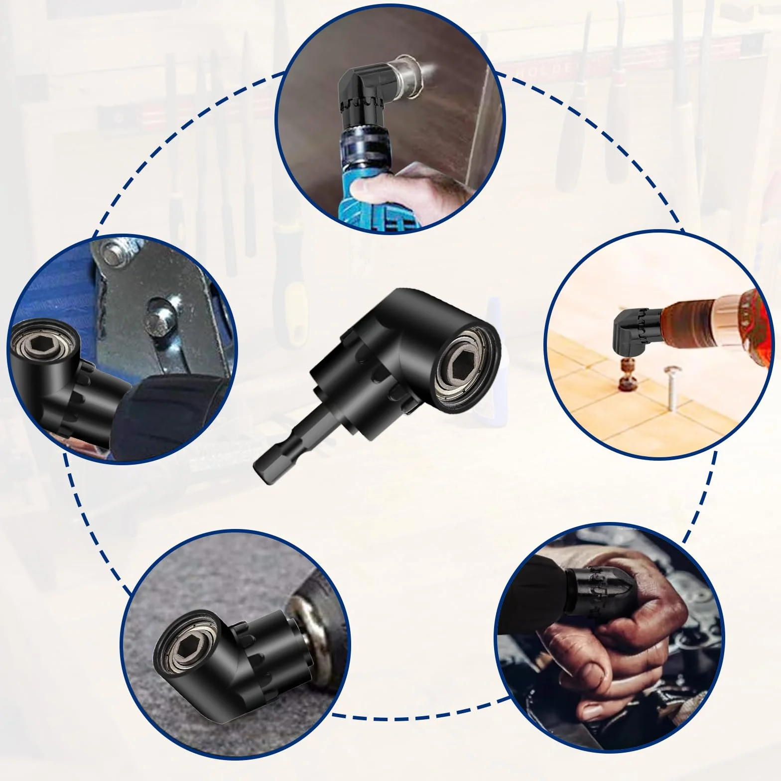 Adattatore per Trapano ad Angolo Retto 105°,105° Avvitatore Angolare,Trapano Angolare Multifunzione,1/4" Portapunte Magnetici,per Avvitare e Forare in Spazi Ristretti