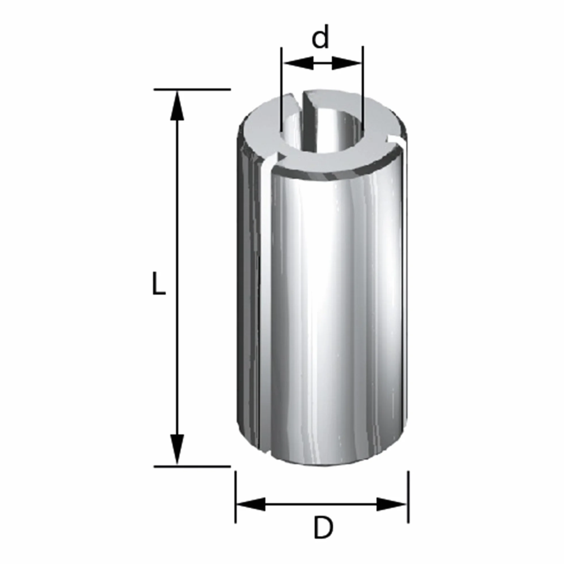 ENT 21194 Manicotto di riduzione Albero (d) 8 mm, diametro (D) 12 mm, L 26 mm