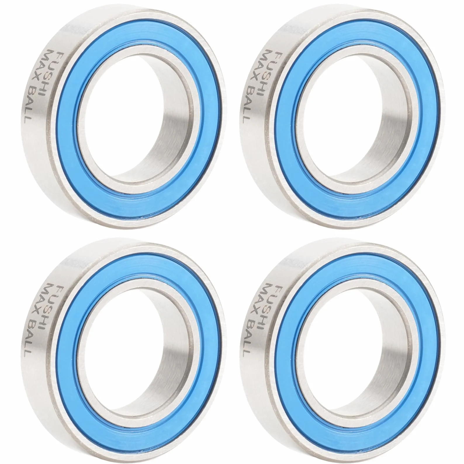 VRS MAX 6801 - Cuscinetto a cartuccia, dimensioni 12 x 21 x 5 mm, in acciaio cromato e blu, sigillato con grasso, 6801LLU Cart Full Balls Bearing per Bike Pivot, (4 pezzi)