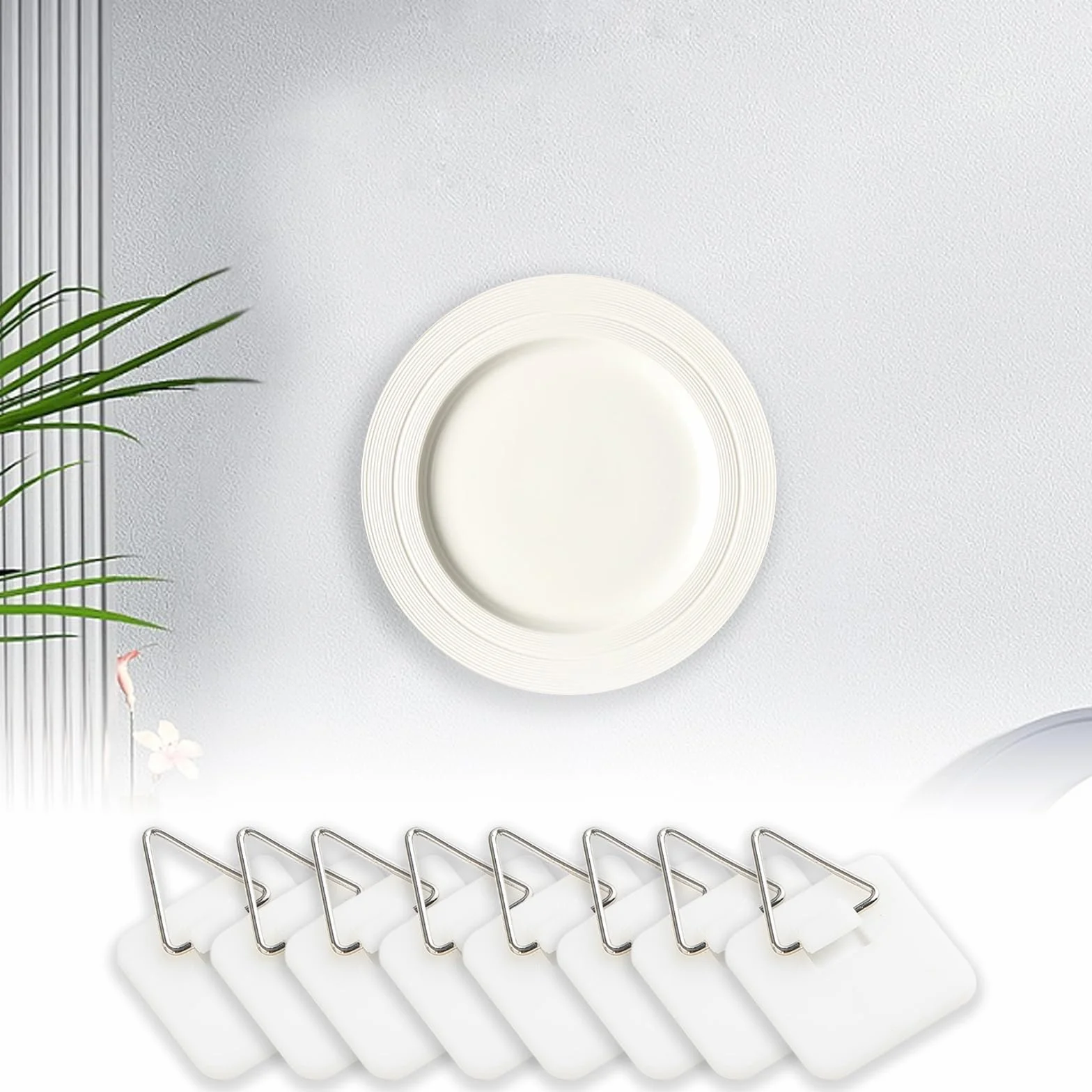 Ganci Per Quadri Adesivi 30 PCS - Ganci per Piatti da Parete Multifunzione Invisibili Verticali per Cucina