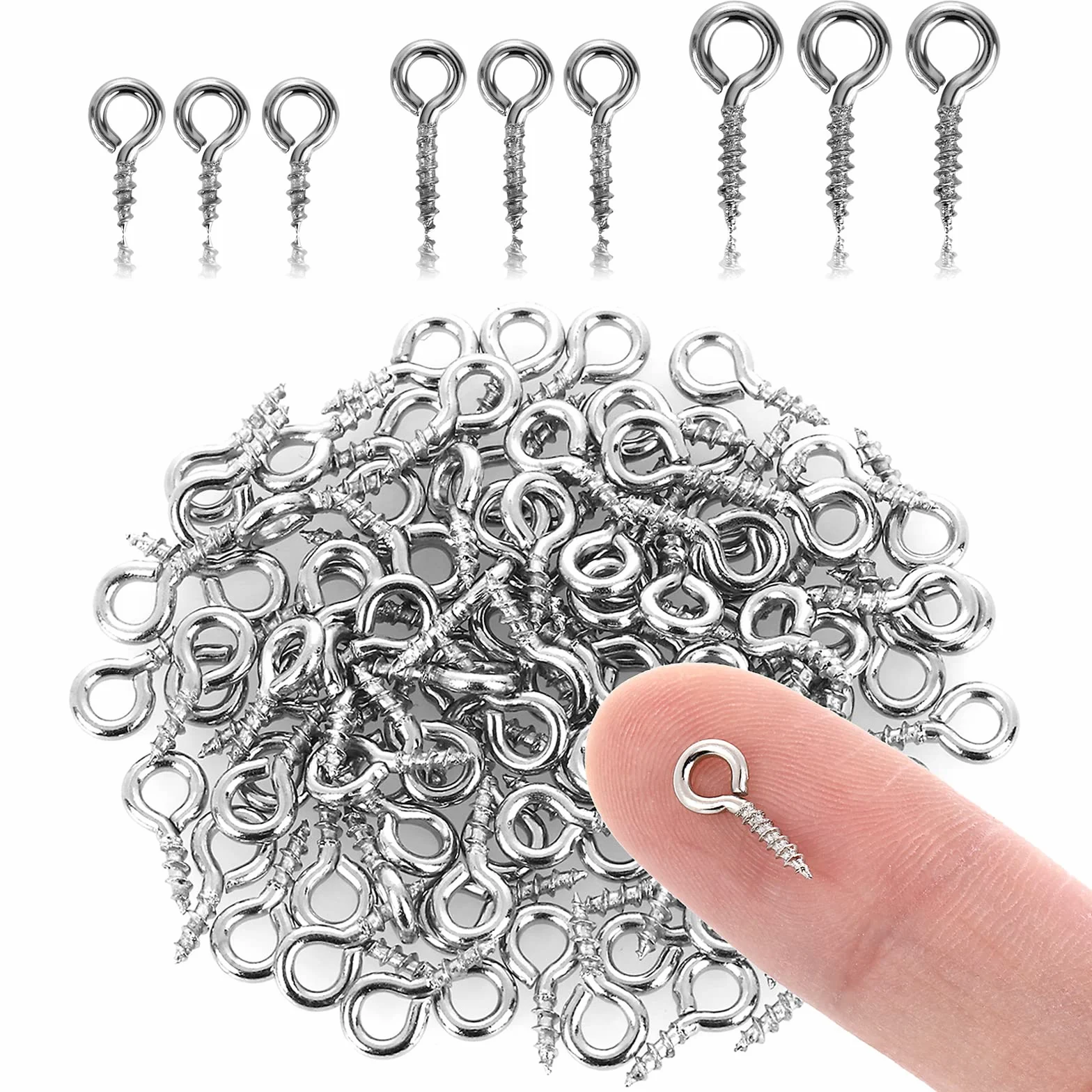 Grevosea 300pc Ganci Avvitabili,ganci A Vite,occhielli A Vite Per Legno,ganci A Vite Con Occhiello,occhielli A Vite In Acciaio Inox Eyebolts Per Gioielli Rendendo Fai Da Te Crafts Legno Artigianato
