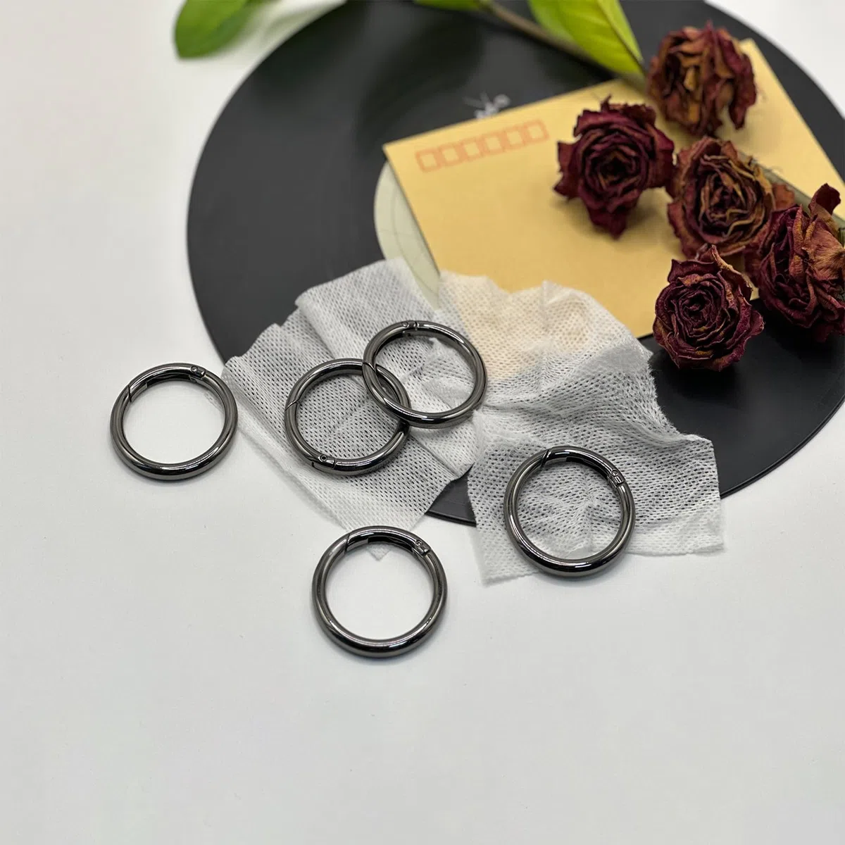 5 moschettoni rotondi, 61 mm OD, 50 mm ID, molto robusti, in lega di zinco, moschettone, rotondi, per borsa, portachiavi, fai da te (nero)