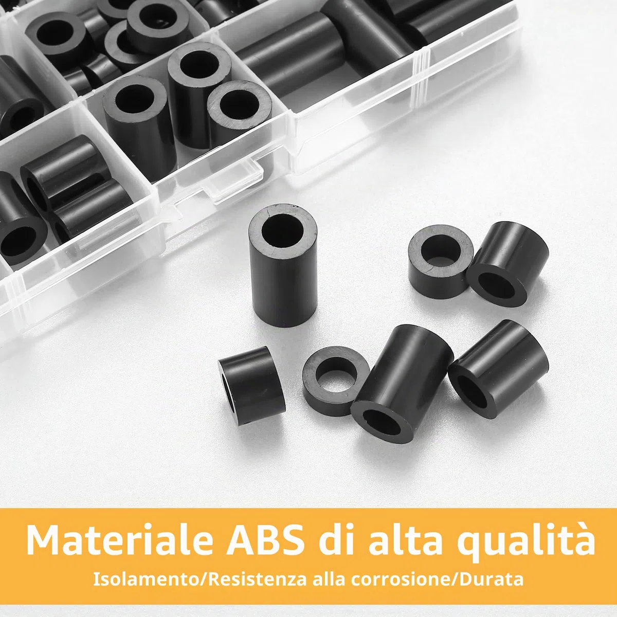 100 Pezzi Distanziali Rotondi in Nylon, M6 M8 Rondelle Plastica Nere, Spessori in Plastica, Distanziatori Isolanti, Rotonde in Nylon Non Filettate per Viti Circuito Stampato