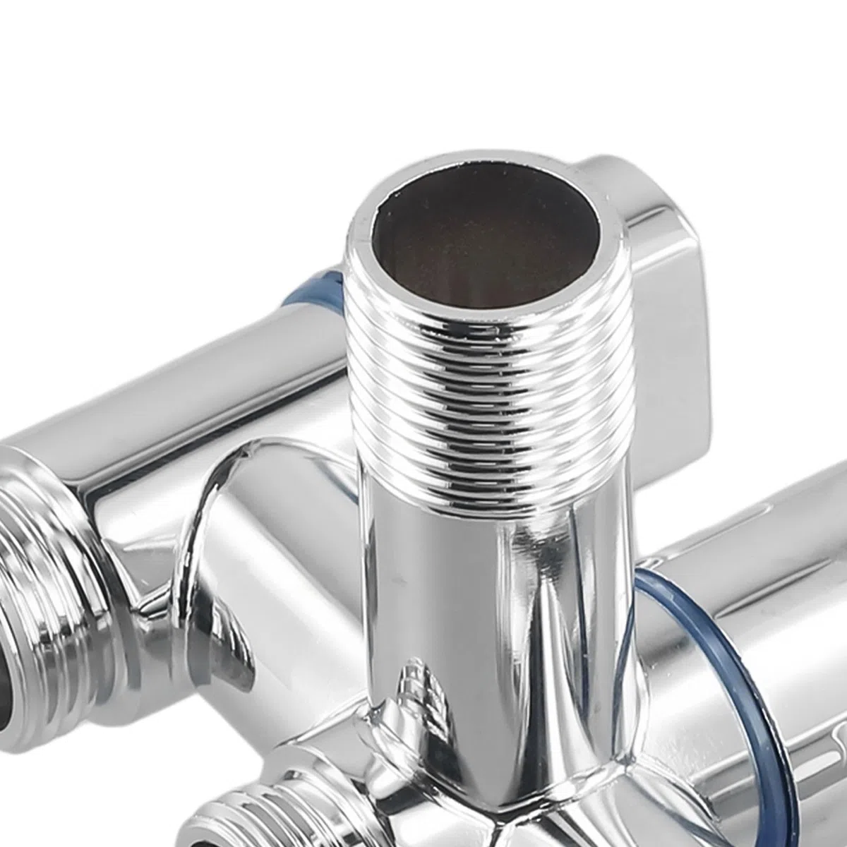 Valvola deviatrice a tre uscite, valvola di arresto angolare a 3 vie per rubinetto del lavandino del bagno, splitter d'acqua multifunzione a parete per lavatrice lavastoviglie (argento)