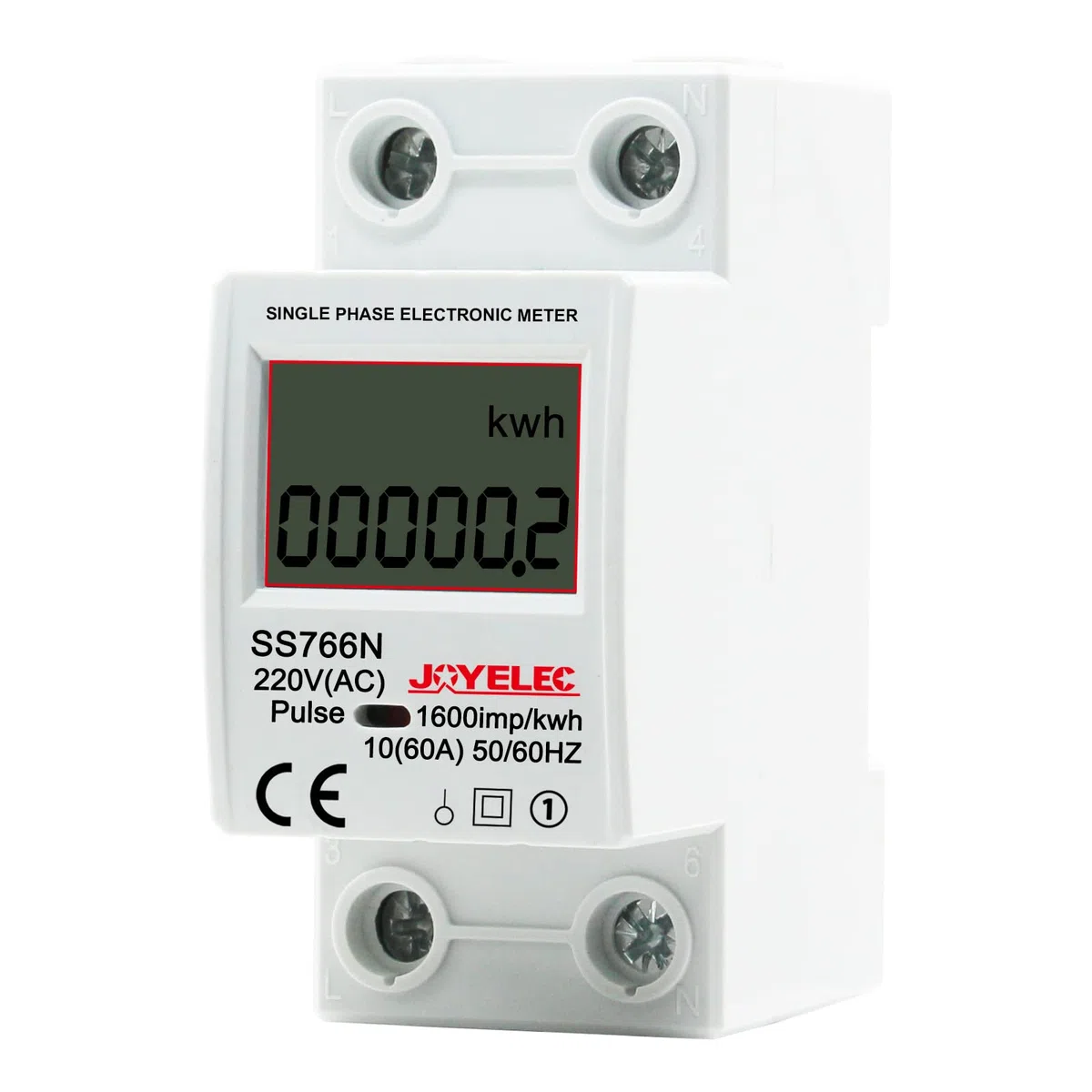 SS766N Contatore Energia Elettrica，Misuratore Consumo Elettrico，Contatore di Corrente con GuidaDIN Schermo LCD,230V AC 10 (60) A 50/60Hz Mostra solo kwh, nessuna retroilluminazione