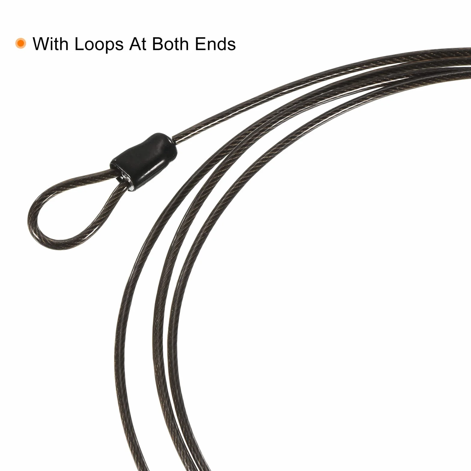 PATIKIL Acciaio Cavo Antifurto 2.5mm x 0.5m Blocco Filo Corda Doppio Cerchio Sicurezza per Bici, Porte, Nero, 2pz