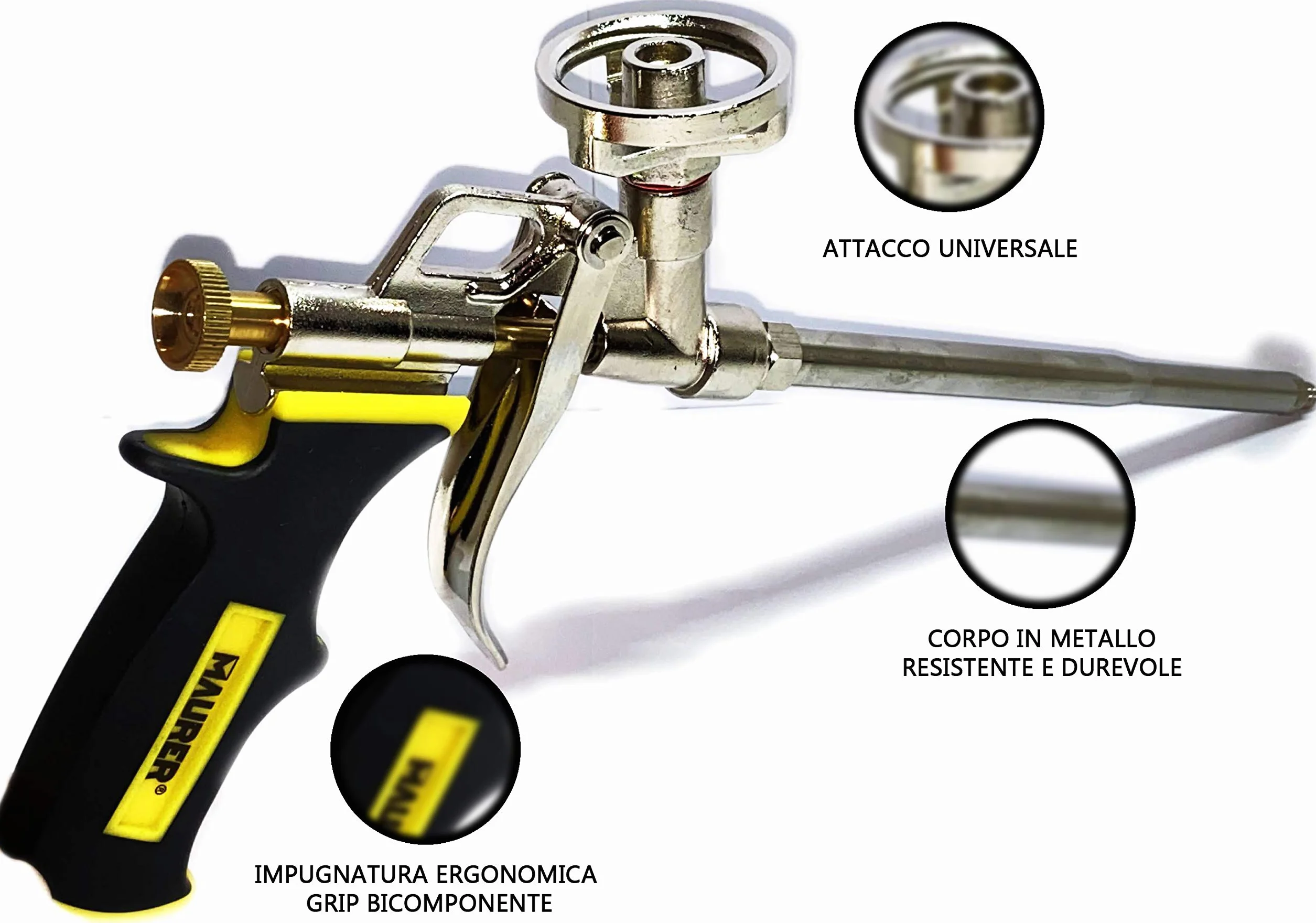 MAURER Pistola per Schiuma Poliuretanica Maurer con ugello in acciaio inox ed impugnatura ergonomica