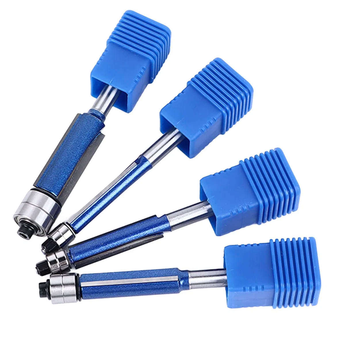 Yinhing Set di 4 Punte per Rifinitura a Filo con Gambo da 6 Mm, Design a Doppio Cuscinetto, Ideali per Tagli Dritti, Punte per Fresa per Progetti Professionali di Lavorazione del Legno e Artigianato