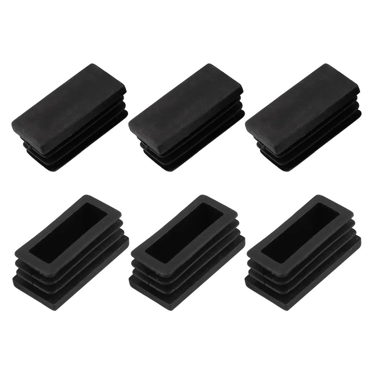 METALLIXITY Tappi di Chiusura Rettangolari (40 x 20mm) 6pz, Tappi di Chiusura Filettati per Inserti di Tubi Rettangolari in Plastica - per Gambe di Mobili Tavoli Sedie, Nero