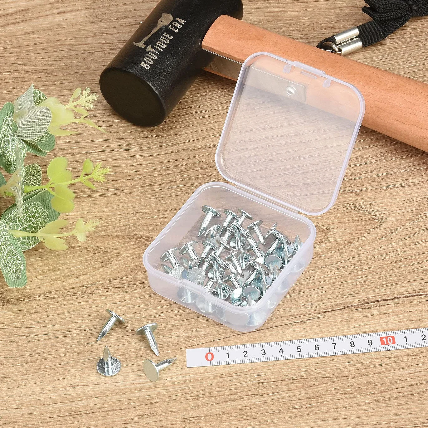 drado 12 mm Chiodi a Testa Piatta Larga, 100 Chiodi in Feltro/Perni in Acciaio per Capannoni di Legno, Case Estive all'aperto, Cartone Tetto