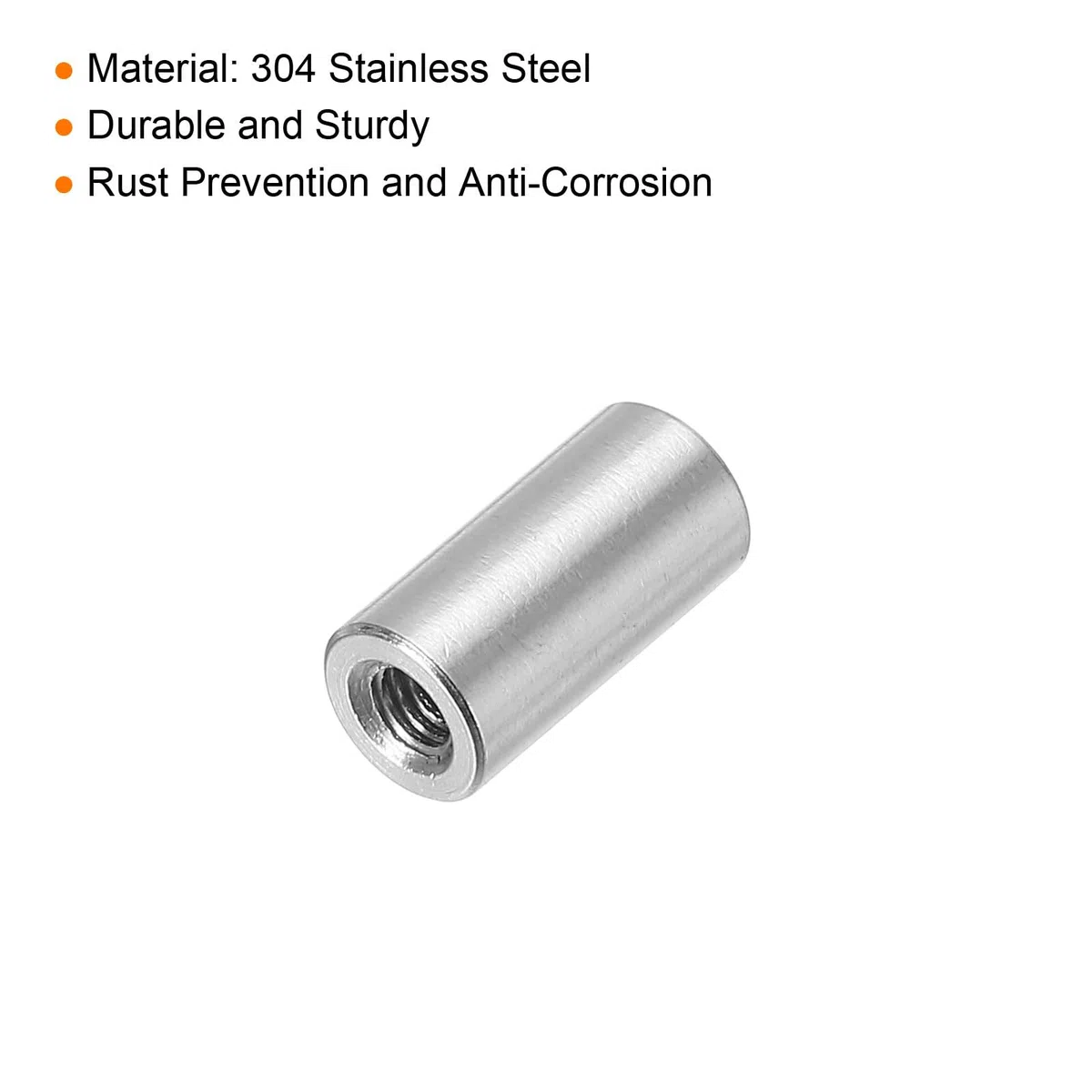 QUARKZMAN 10Pz Dadi Connettore Rotondo M4, Dado Accoppiamento Acciaio Inossidabile 304 Lunghezza 8mm/0.31" Dado Perno Barra Asta Manicotto Lunghezza Staffa, M4x8x6mm