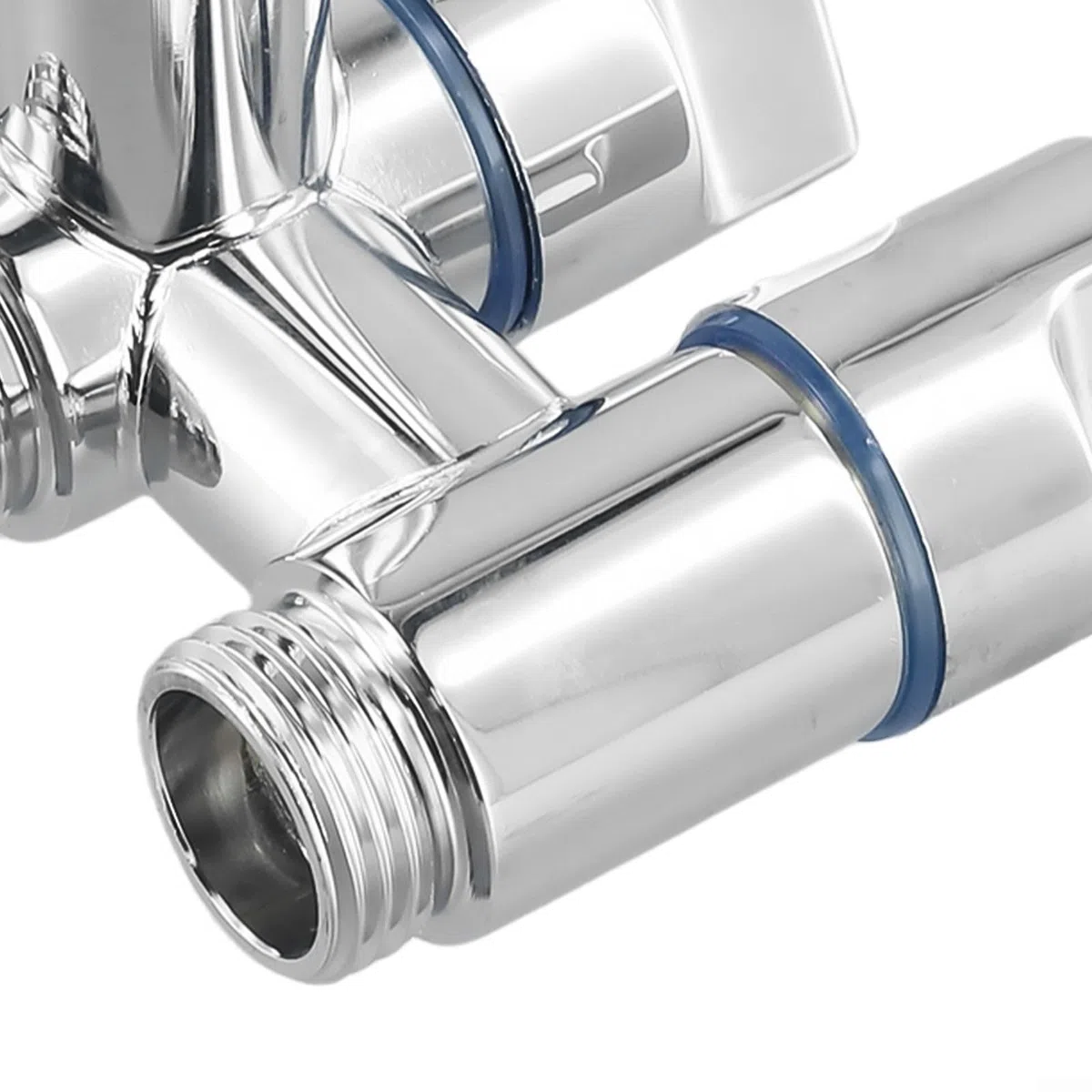 Valvola deviatrice a tre uscite, valvola di arresto angolare a 3 vie per rubinetto del lavandino del bagno, splitter d'acqua multifunzione a parete per lavatrice lavastoviglie (argento)