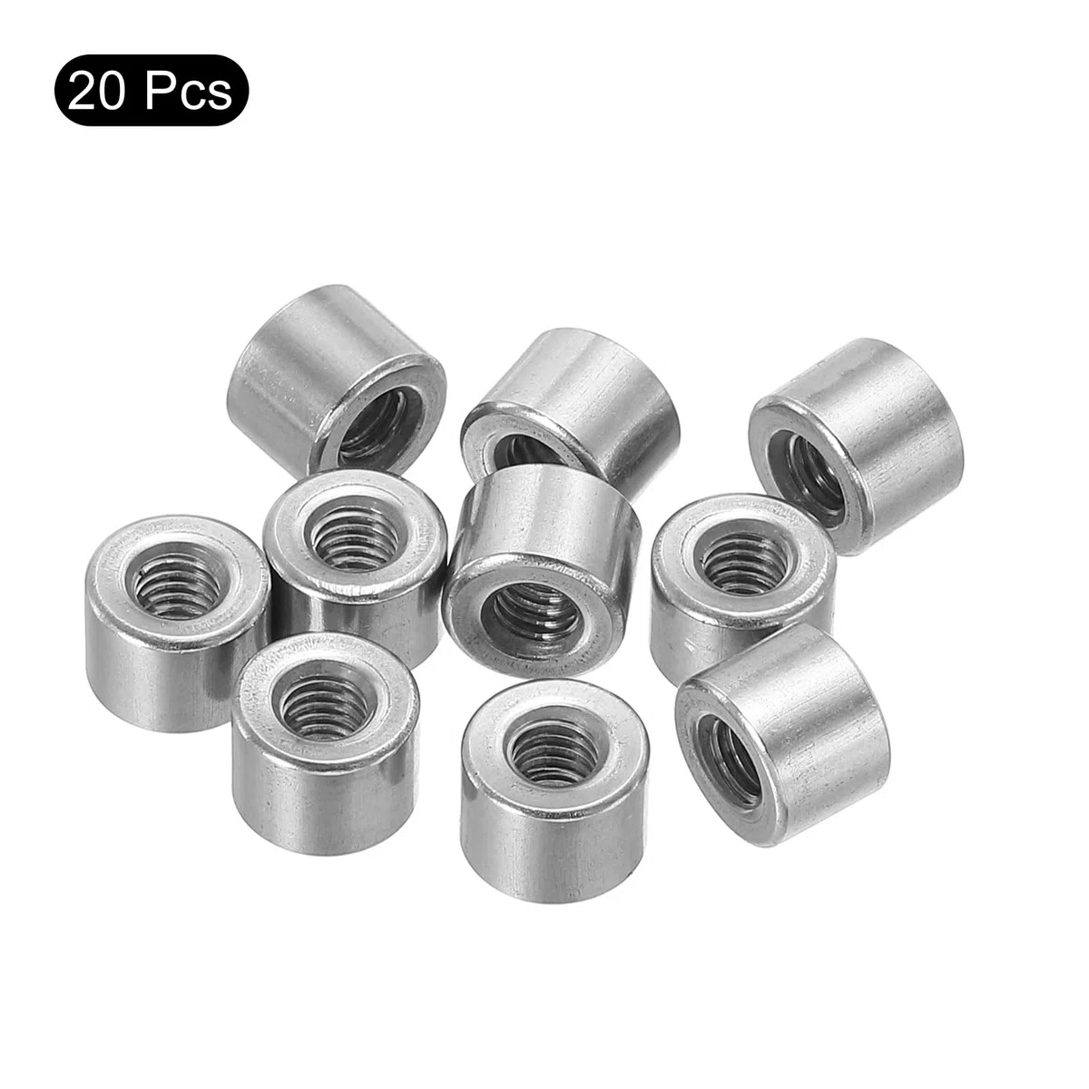 QUARKZMAN 20Pz Dadi Connettore Rotondo M4, Dado Accoppiamento Acciaio Inossidabile 304 Lunghezza 6mm/0.24" Dado Perno Barra Asta Manicotto Lunghezza Staffa, M4x6x8mm