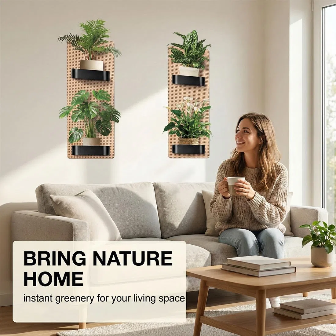 2 Pezzi Adesivi Murali Piante, Realistico Verde Pianta In Vaso Impermeabile Wall Art Adesivi 3D Vinile Rimovibile Wall Sticker per Soggiorno Camera da Letto Bagno Cucina Decor Ufficio, 30x60cm