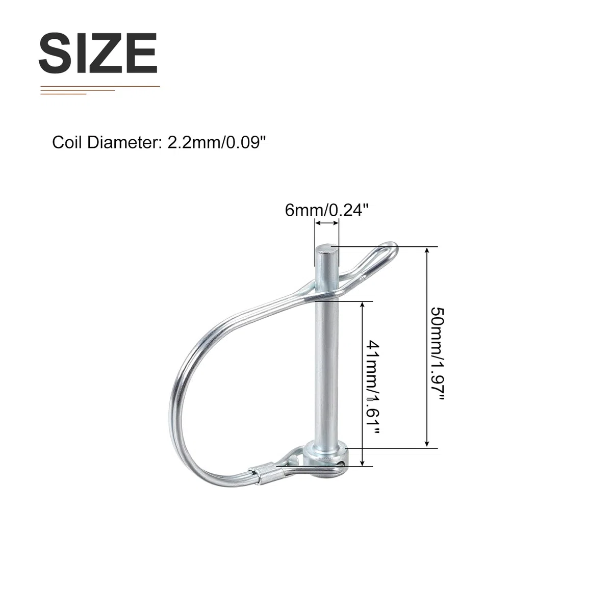 DTGN 6mm x 50mm (Dxl) Spina Bloccaggio Albero - 2 Pezzi - Ideale per Rimorchi Agricoli Prati - Perno Accoppiamento Rotondo Acciaio Al Carbonio Orecchio - Tonalità Argento