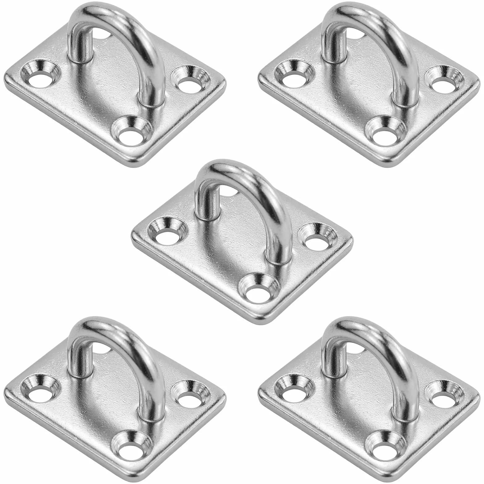 5 Pezzi Piastre Oculari in acciaio inox M5 con 4 fori Occhiello,Piastra Occhio Gancio parete,Gancio da soffitto in acciaio inossidabile 304,Gancio Piastra Robusto,per Montaggio