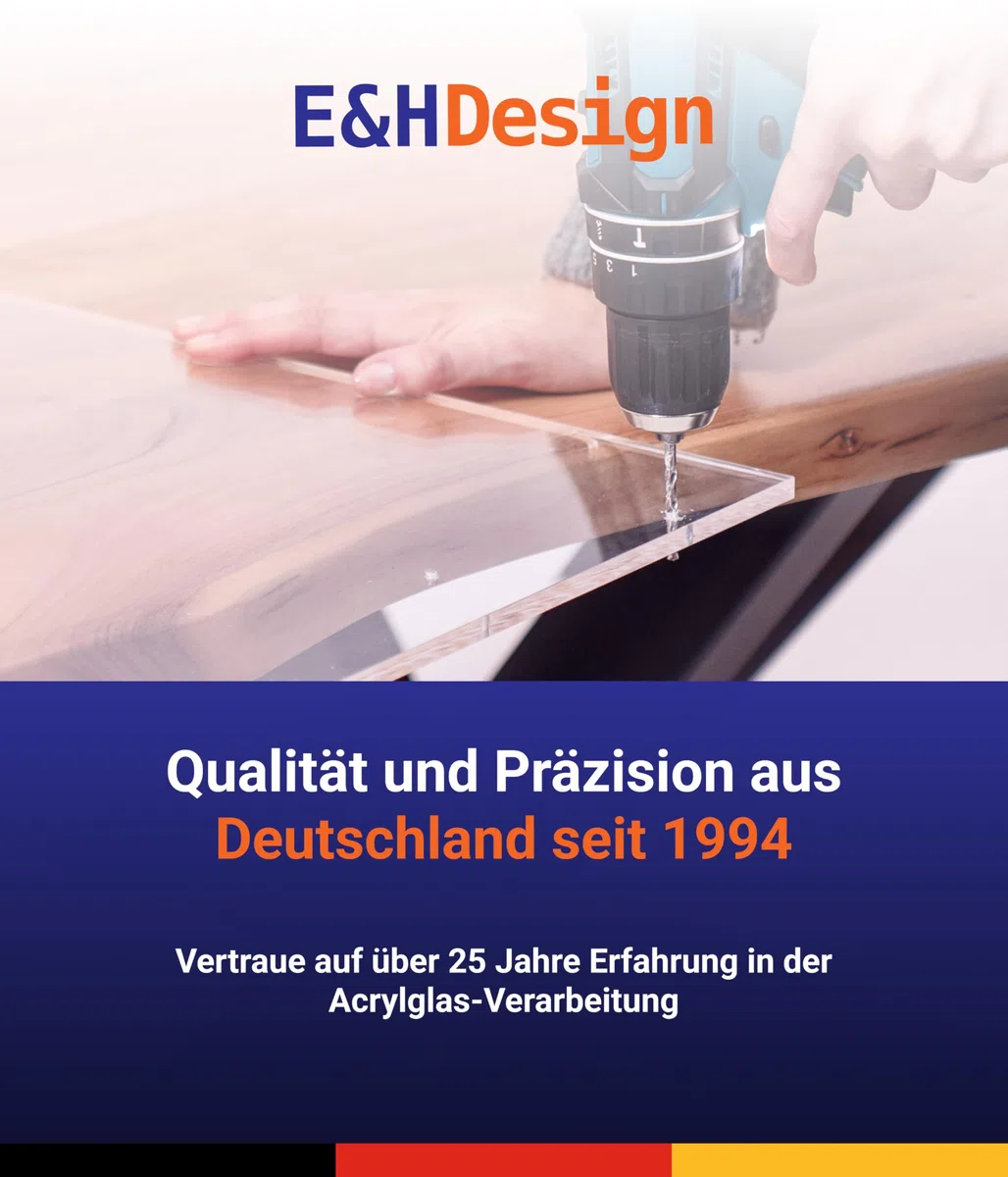 EH Design Pannello in vetro acrilico – Tagli angolari su misura (150x150x4 mm) – Resistente ai raggi UV e agli agenti atmosferici – Trasparente e altamente lucido – Per fai da te, mobili e terrari