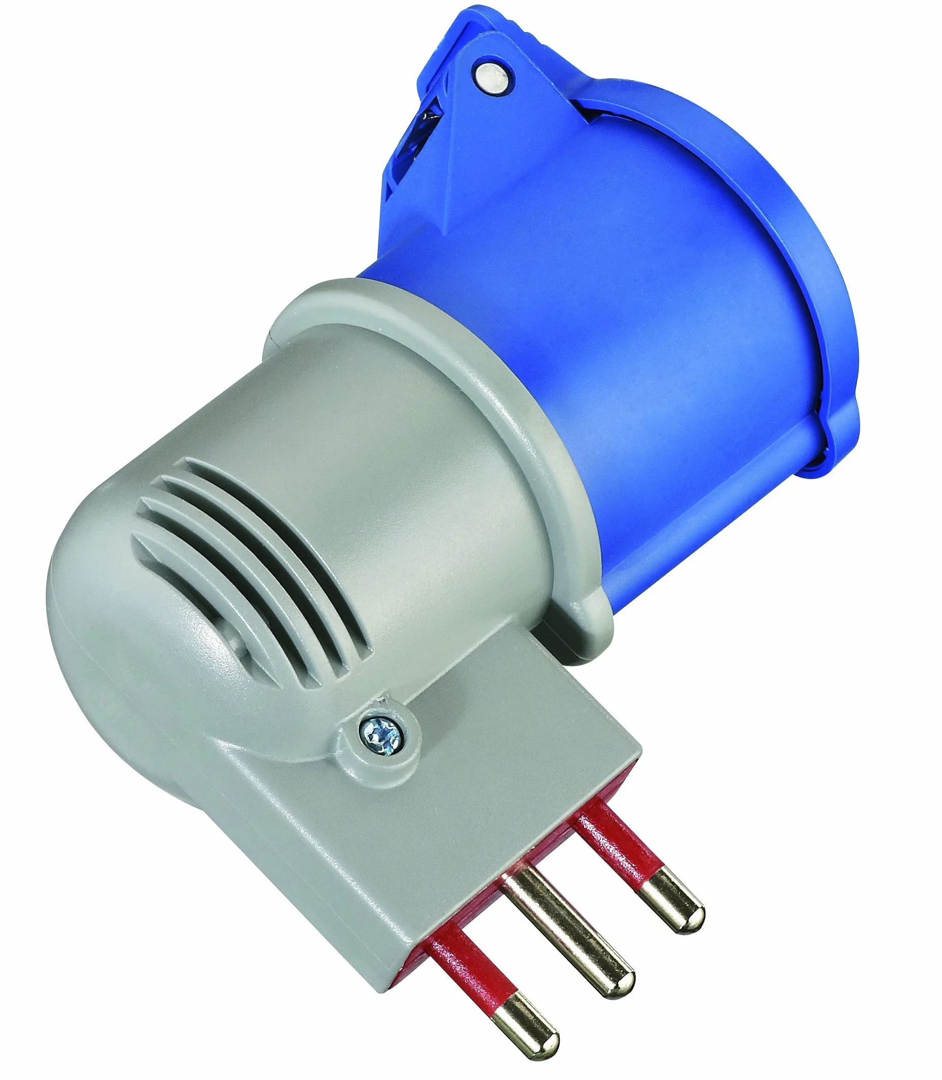 Electraline 80958 Adattatore Spina Italiana Grande 16A Presa Industriale IEC con Coperchio Adatto per Camper, Campeggio, Caravan, Barca, Cantiere, Grigio