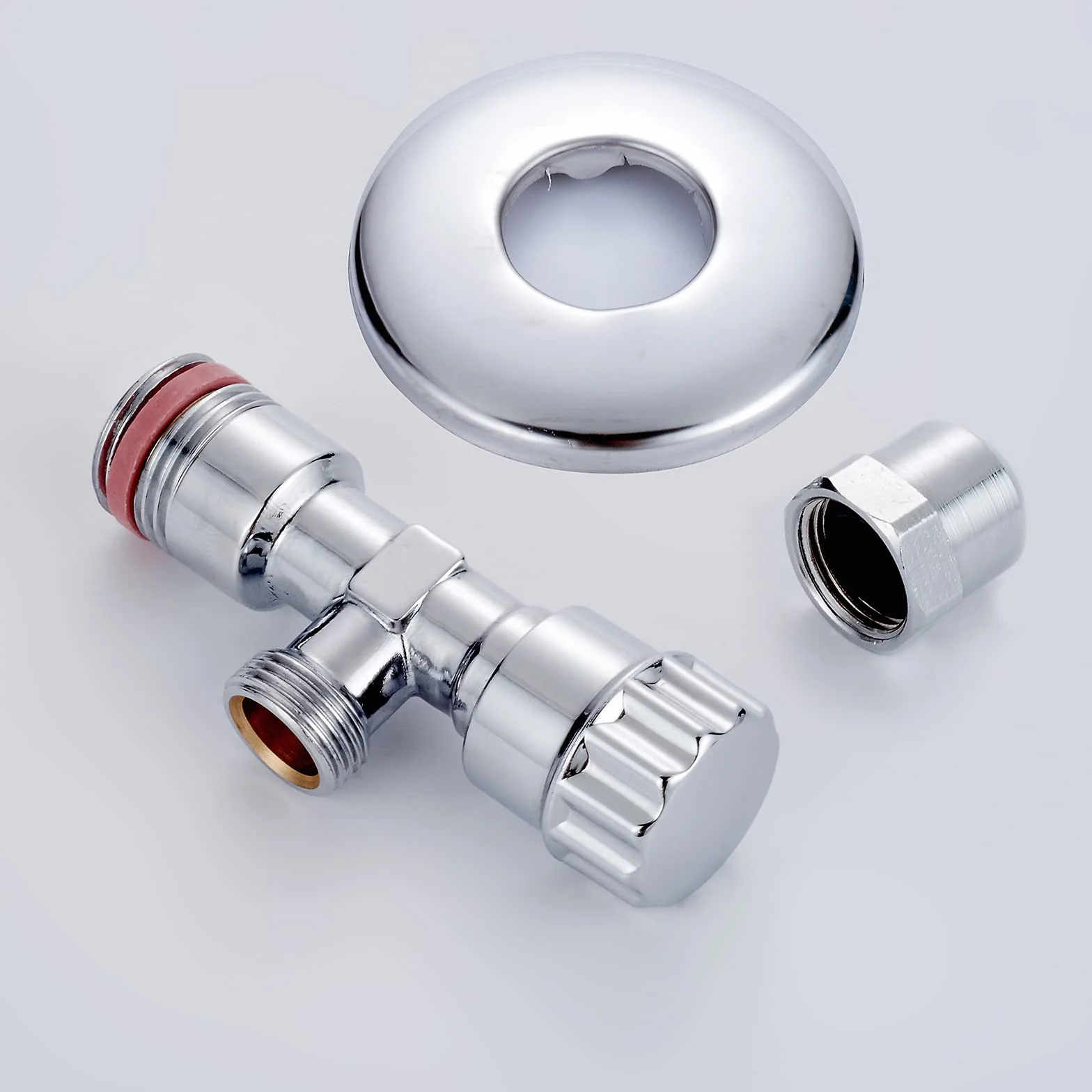 Ibergrif M22022-2 Valvola Angolare Autosigillante 1/2" x 3/8" Universale, Rubinetto Sottolavello in Ottone Cromato, Valvola Acqua Parete Resistente, Set 2 Pezzi per Cucina Bagno