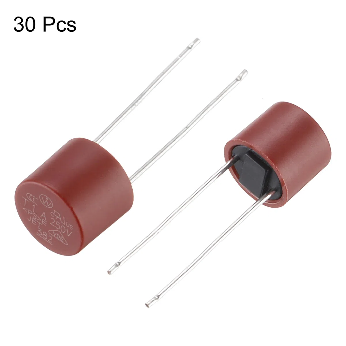 QUARKZMAN 30pz Fusibile Micro Lento a Soffiatura Lenta Cilindrico DIP Montato Miniatura per Parti Elettroniche Riparazione PCB LCD, 1A 250V, Rosso