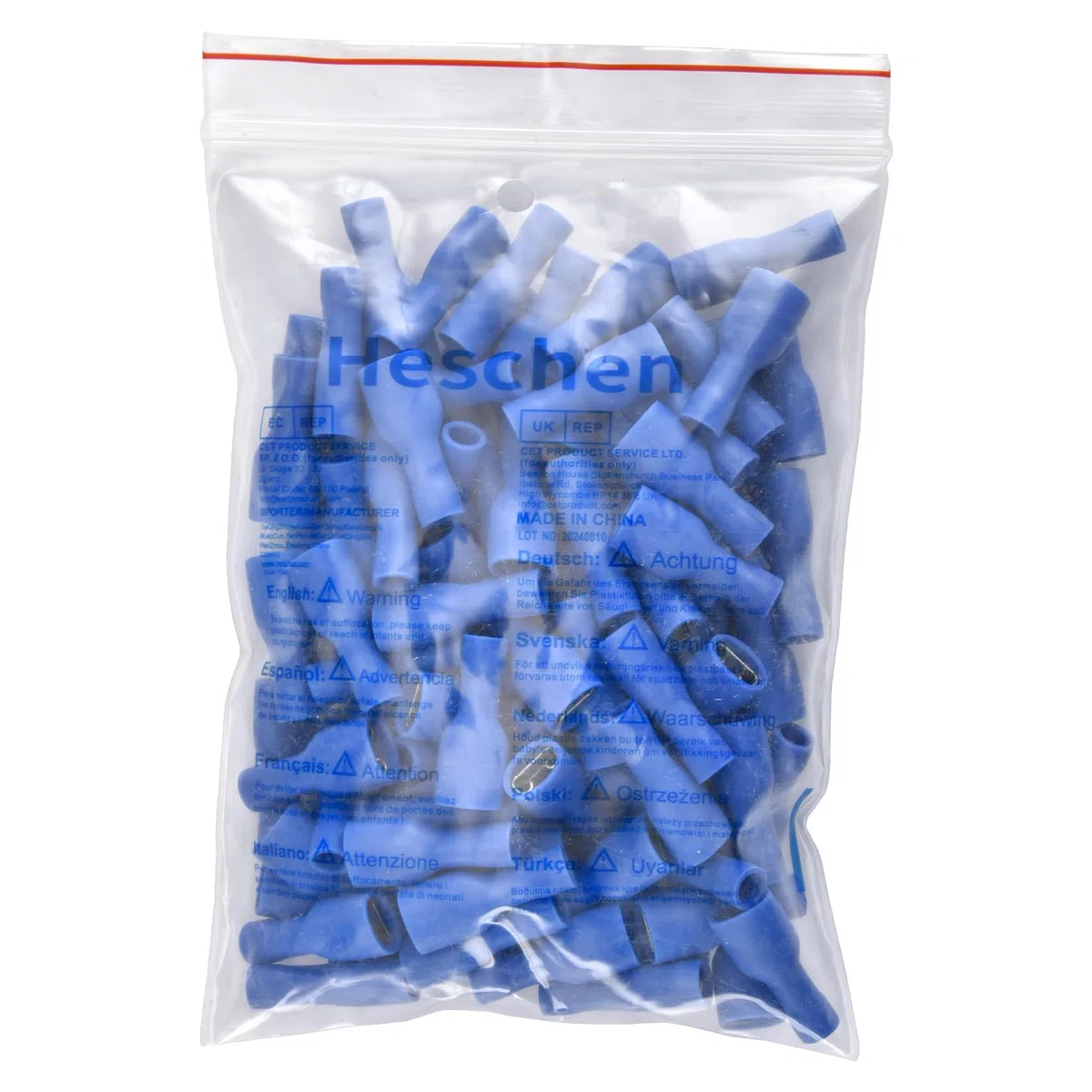 Heschen 100 terminali per cavo femmina in vinile completamente isolati, 6,3 x 0,8 mm, per 1,5 – 2,5 mm² (16 – 14 AWG) blu