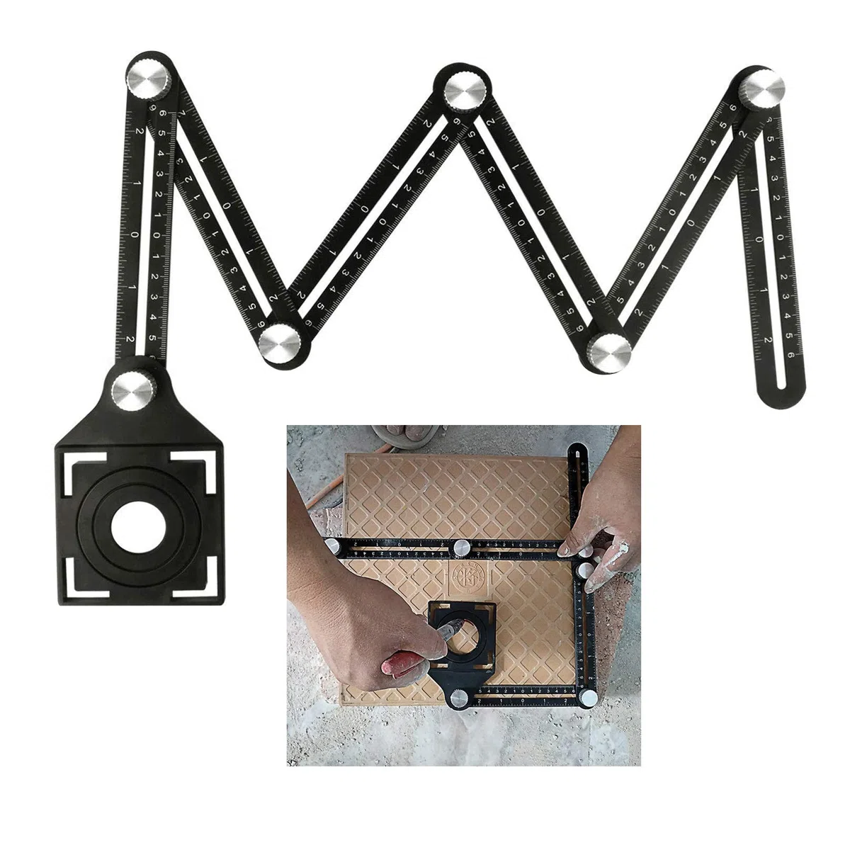 Righello Pieghevole,Foratura Localizzatore Righello di Misurazione Multi-angolo Modello di Angolazione Strumento per Falegnami, Hobbisti, Costruttori