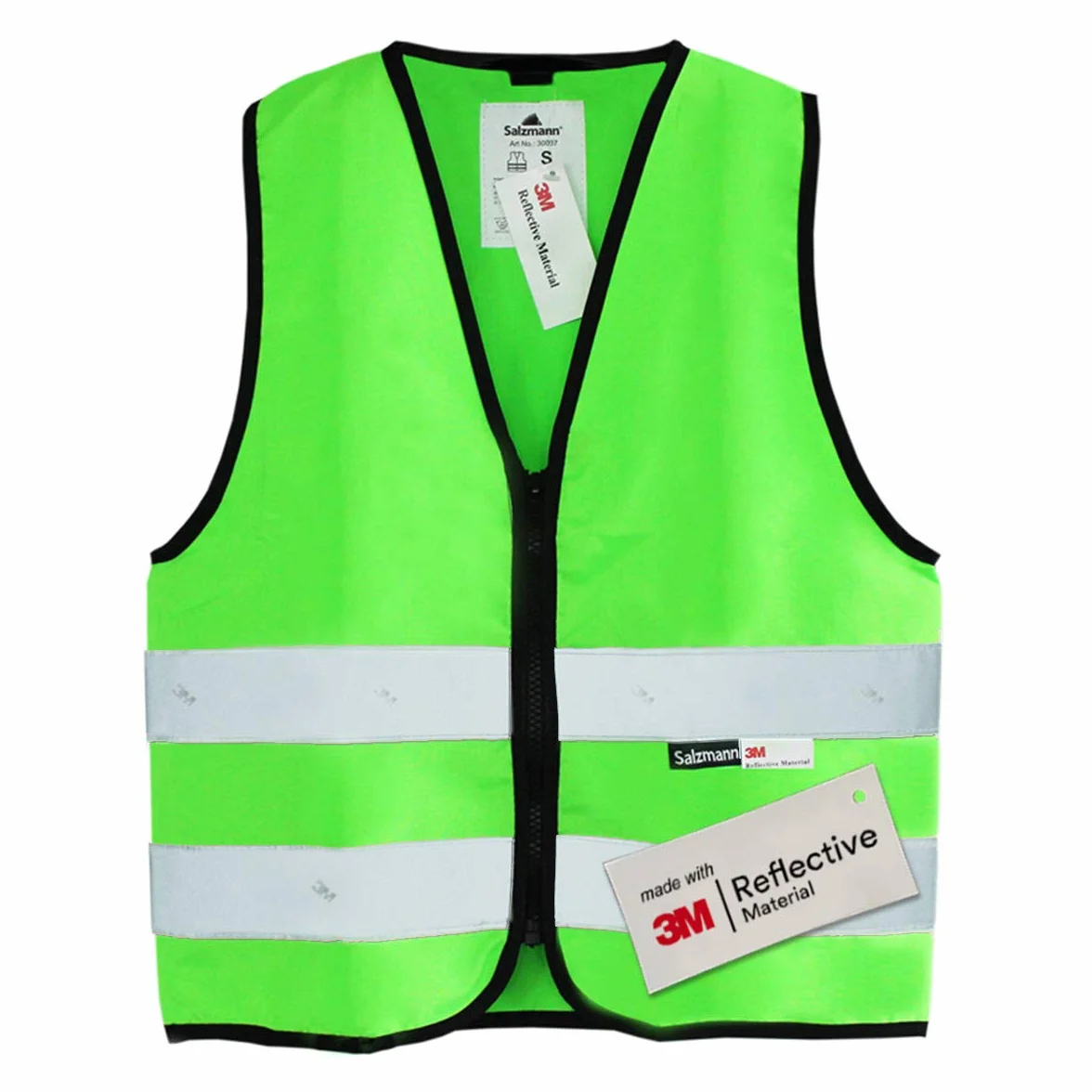 Salzmann Gilet catarifrangente bambini con zip | 5 colori | 1-18 anni | Realizzato con materiale riflettente 3M