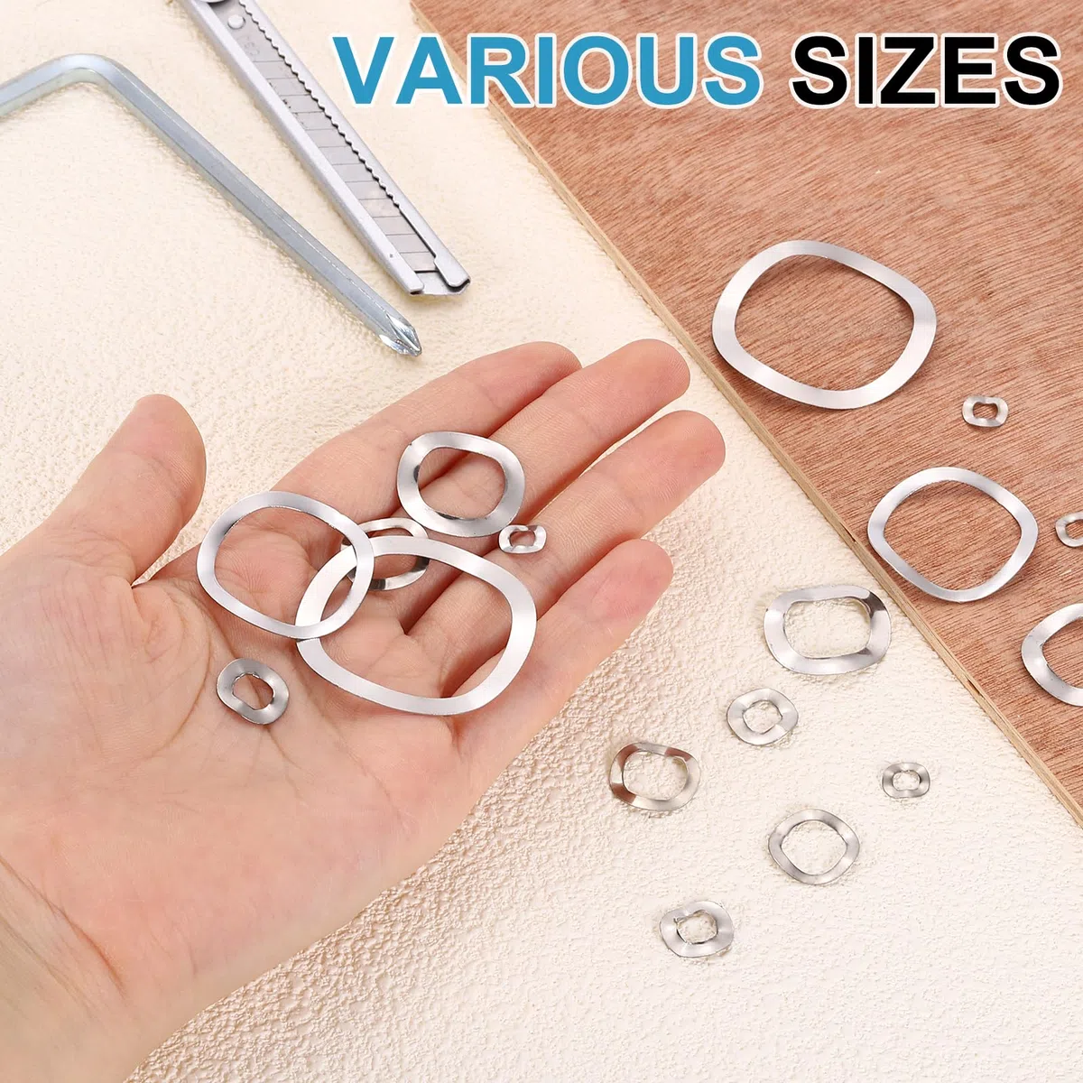 QUARKZMAN Rondella A Molla Onda, 50Pezzi 12mm x 18mm x 0.3mm (ODxIDxT) - Rondella Curva Acciaio Inox 304 Per Vite, Rondelle Onda Guarnizioni Per Macchinari (Argento)