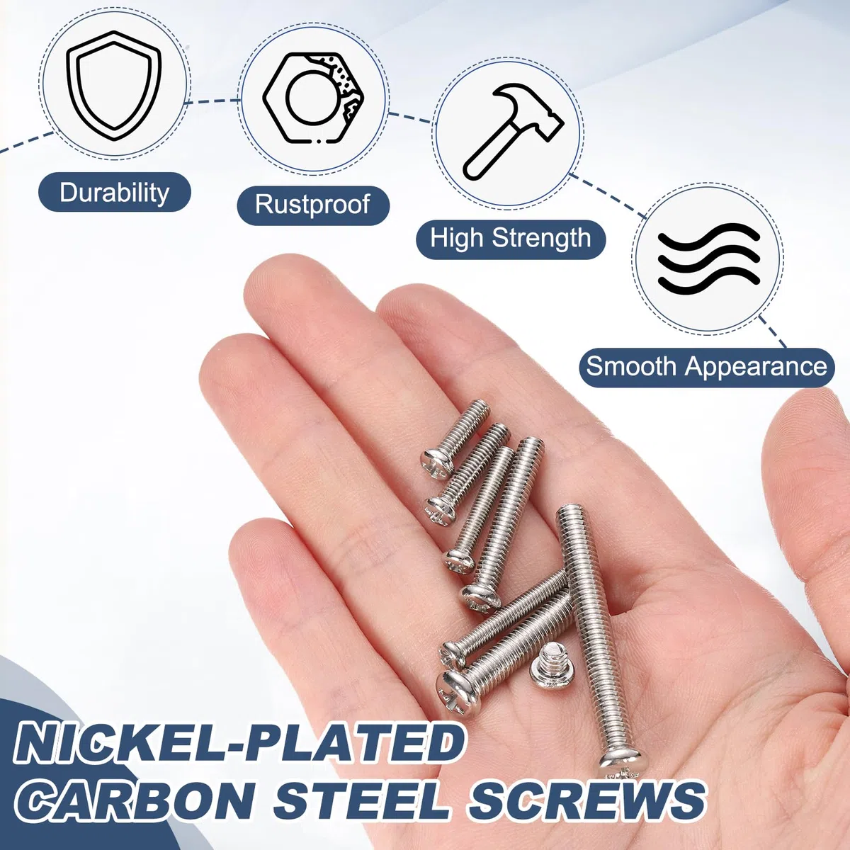 QUARKZMAN 100 Pcs Viti A Testa Svasata Phillips M3x6-0.5mm, Acciaio Al Carbonio Filettatura Completa