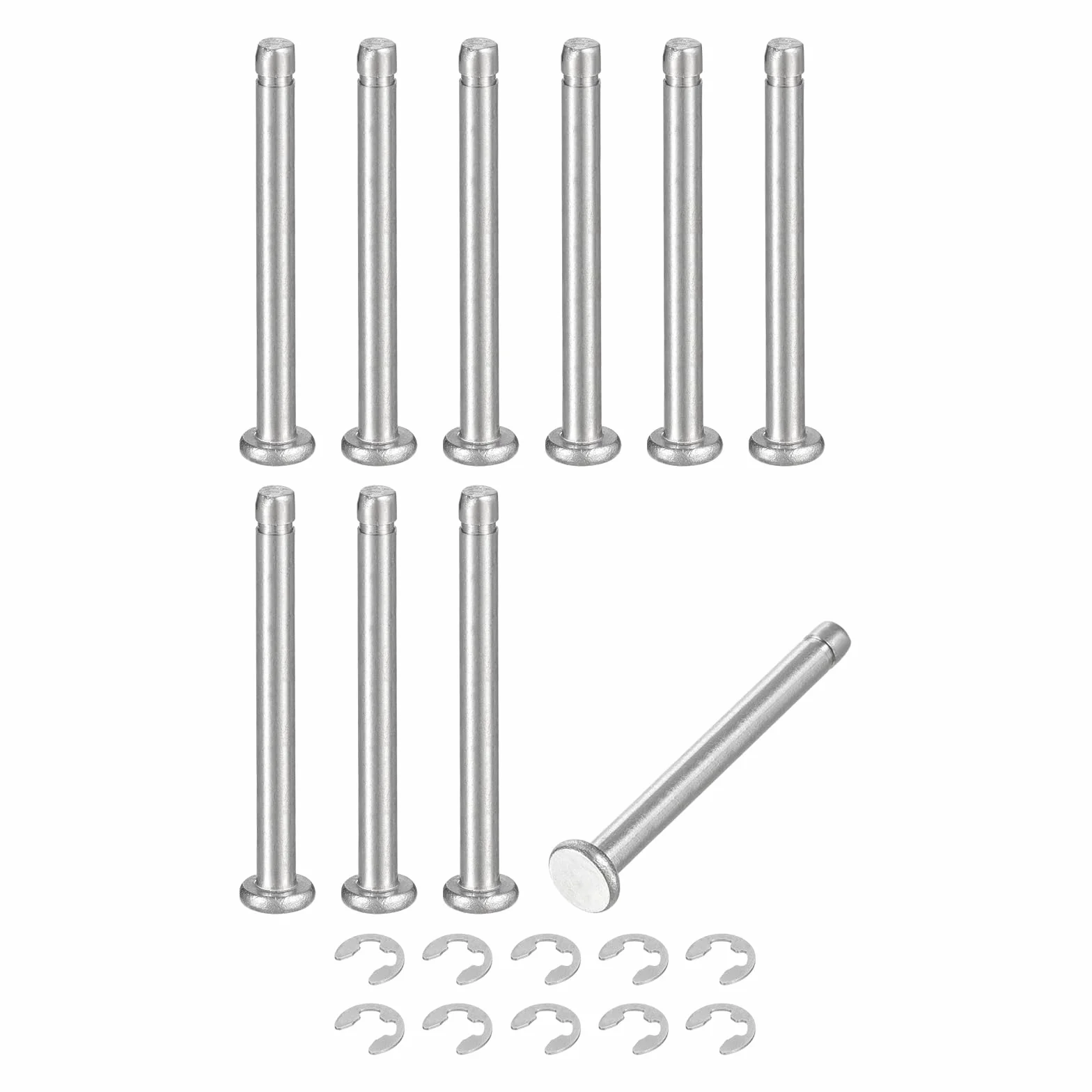 QUARKZMAN 10Set M3x30mm Perno Posizionamento Cilindrico Elastico Albero Acciaio Inossidabile 304, Perno Posizione Cilindro Cerniera Scanalato Testa Piatta con Ring Fissaggio Clip E, Argento