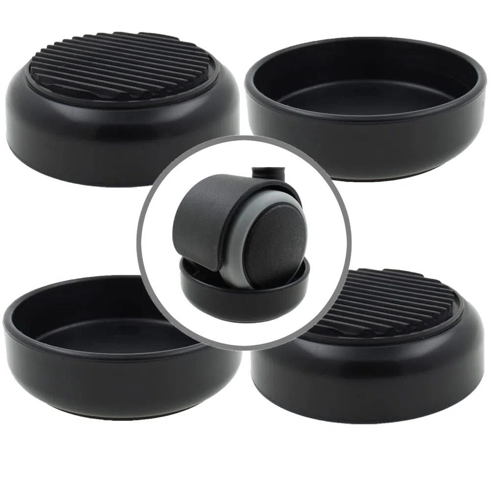 4X Coppette per Rotelle - Nero - Antiscivoli - Proteggere i Pavimenti e Prevenire L'arrotolamento dei Letti e Altri Mobili su Ruote - da Lifeswonderful