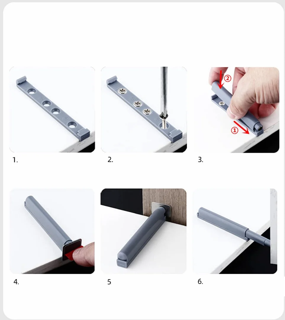 Push Pull per Ante Scrocco magnetico chiusura magnetica Apertura a Pressione Ante Push to Open per l'apertura/chiusura della porta con la semplice pressione di un pulsante (6 Pezzi)
