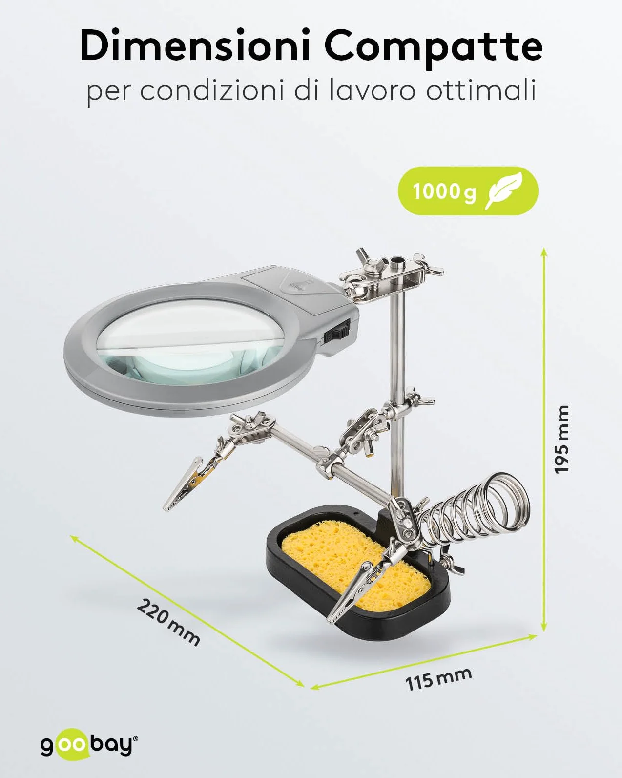 Fixpoint 51226 Sostegno Per Saldatura con Lente E Supporto in ghisa