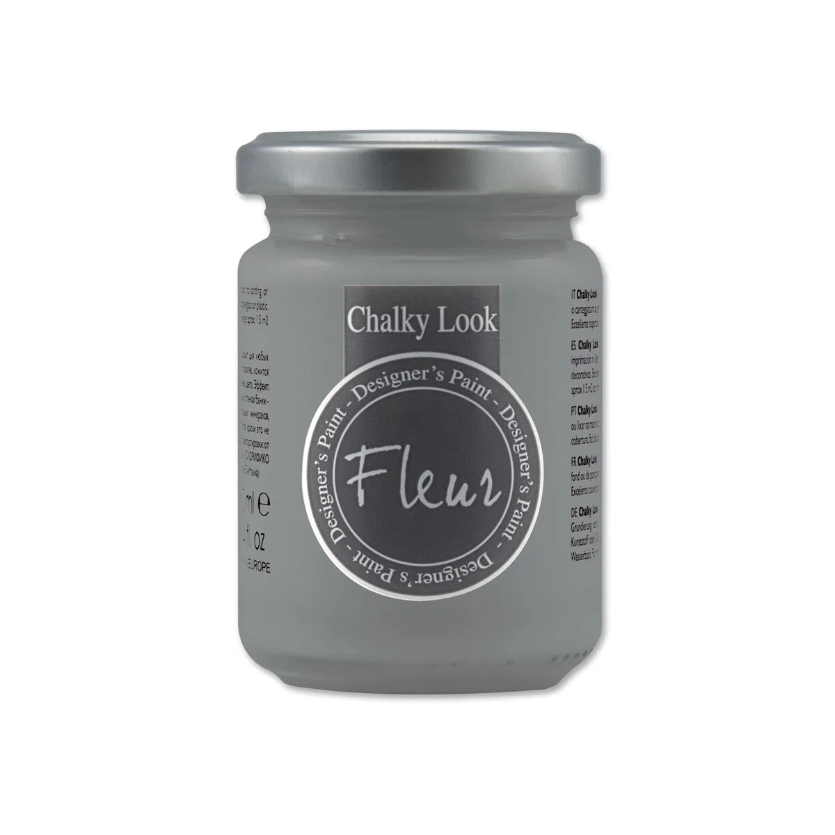 FLEUR DESIGNER'S PAINT | Pittura ad Acqua, Effetto Gesso Naturale, Extra Opaca, Fleur Chalky F75, Colore Smoky, Made in Italy, Formato da 130 ml
