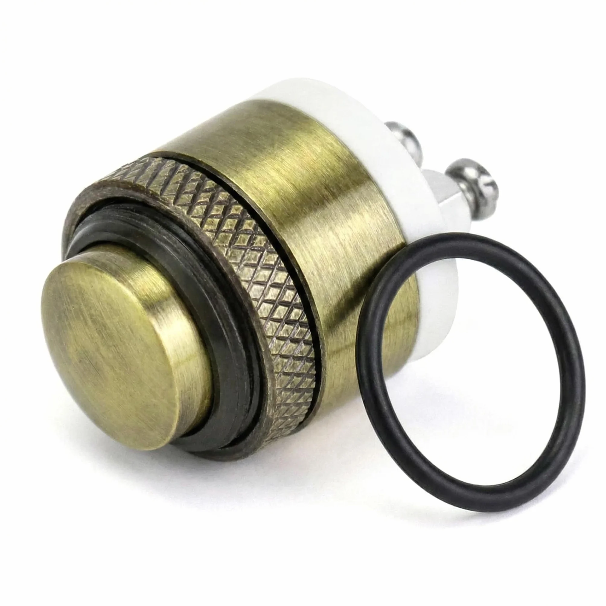 QWORK® 16MM Pulsante Campanello in Ottone, Pulsante Momentaneo Impermeabile Terminali a Vite 16MM 2A 12V/24V/36V DC ON/OFF