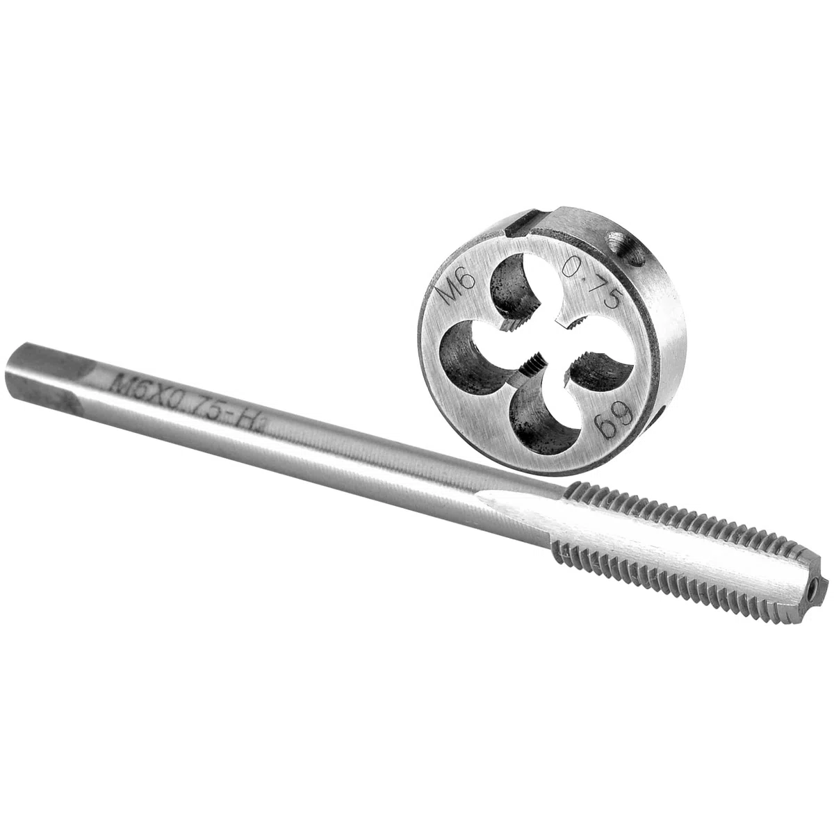 Burkit M6 X 0,75 Maschio e Die Set mano destra, M6 x 0,75 Filettatura Macchina Maschio e Fustella Rotonda