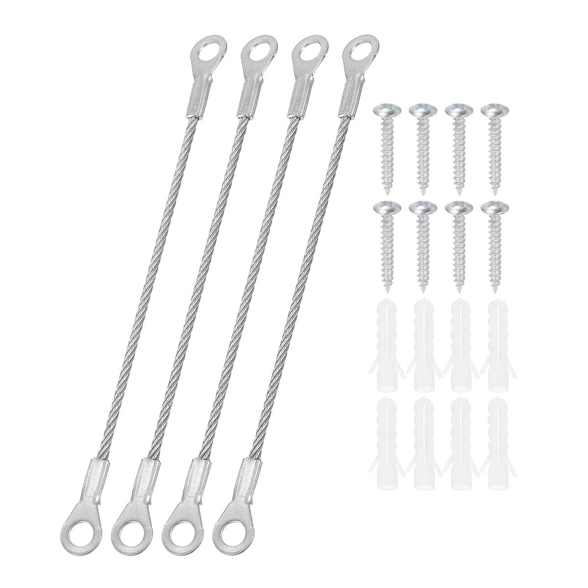 PATIKIL Cavo Lanyard Acciaio Inossidabile Occhielli 0.08" x 4" 2mm x 10cm, 4pz Filo Sicurezza Viti Montaggio per Appendere Luci da Palco