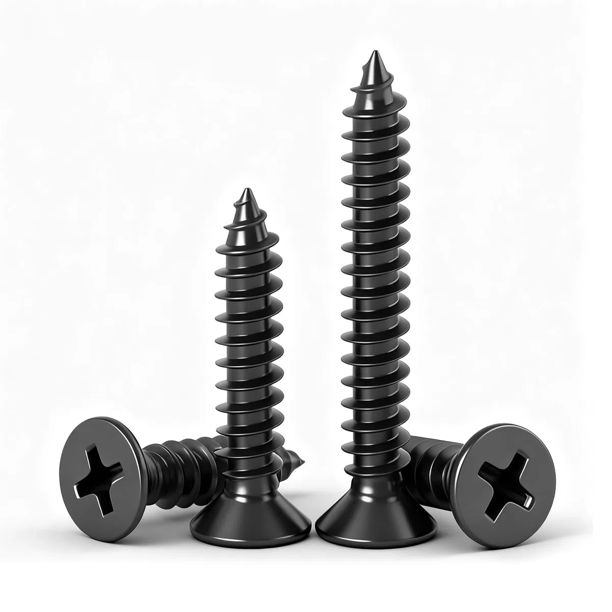 20 Viti Autofilettanti per Legno Svasata Croce M4x40mm,Nero Acciaio Inossidabile,Viti Autoperforanti Testa Piatta per Mobili in Legno