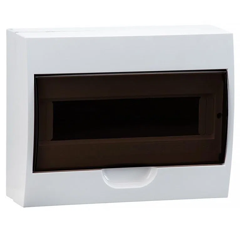 Scatola di Distribuzione Centralino da Parete 12 Moduli DIN - Quadro Elettrico con Porta Trasparente Fume - IP50 ABS