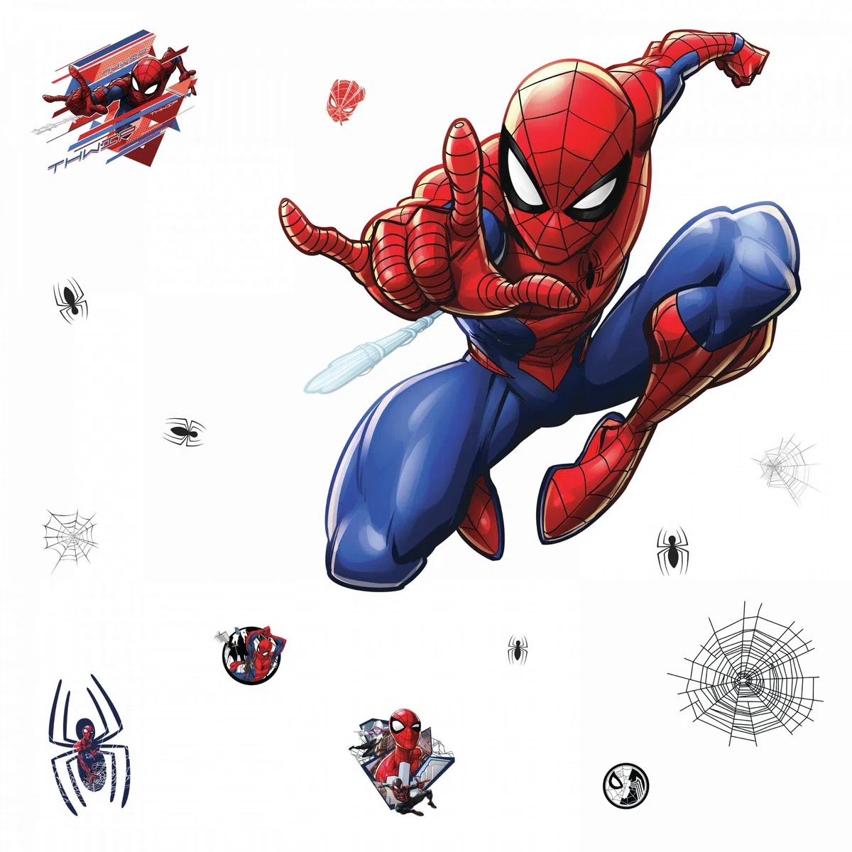 Adesivi giganti da parete, motivo: Spider-Man 27.36 inches x 33.61 inches Blu, Rosso, Nero