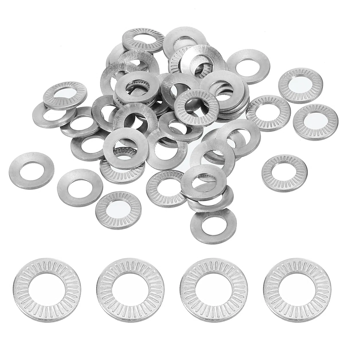 PATIKIL Rondelle a Disco a Molla Belleville Acciaio Inossidabile 304, 50pz, Guarnizione Piatta Conica Scanalata M4x8mm per Applicazioni Automobilistiche, Industriali e di Costruzione