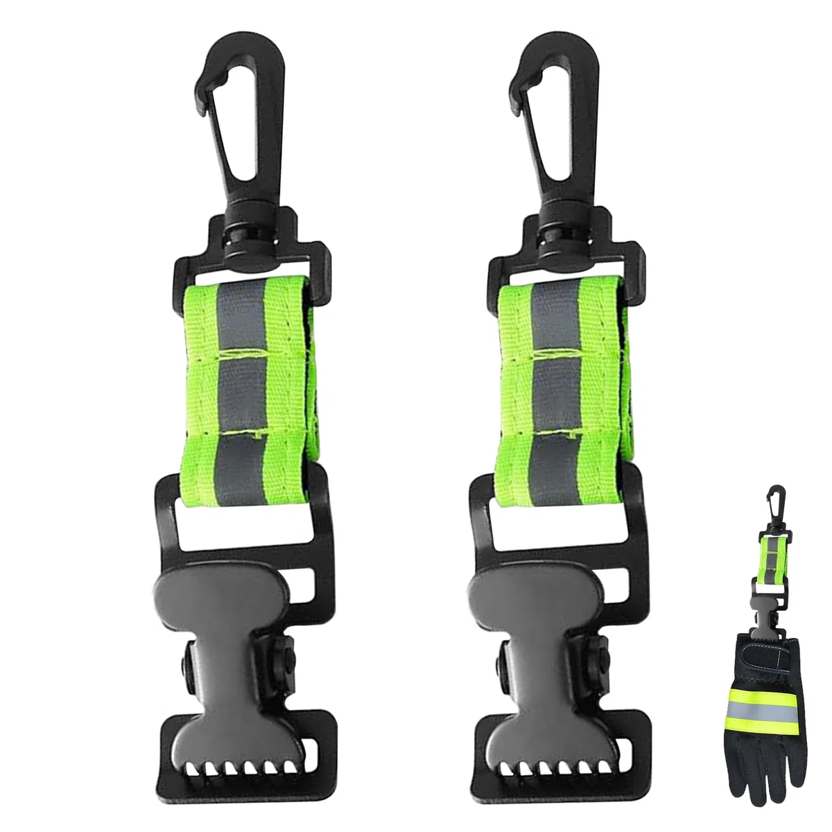 2 guanti da vigili del fuoco, supporto per guanti, guanti da pompiere, doppia clip, clip con clip in metallo, supporto per guanti e maschere