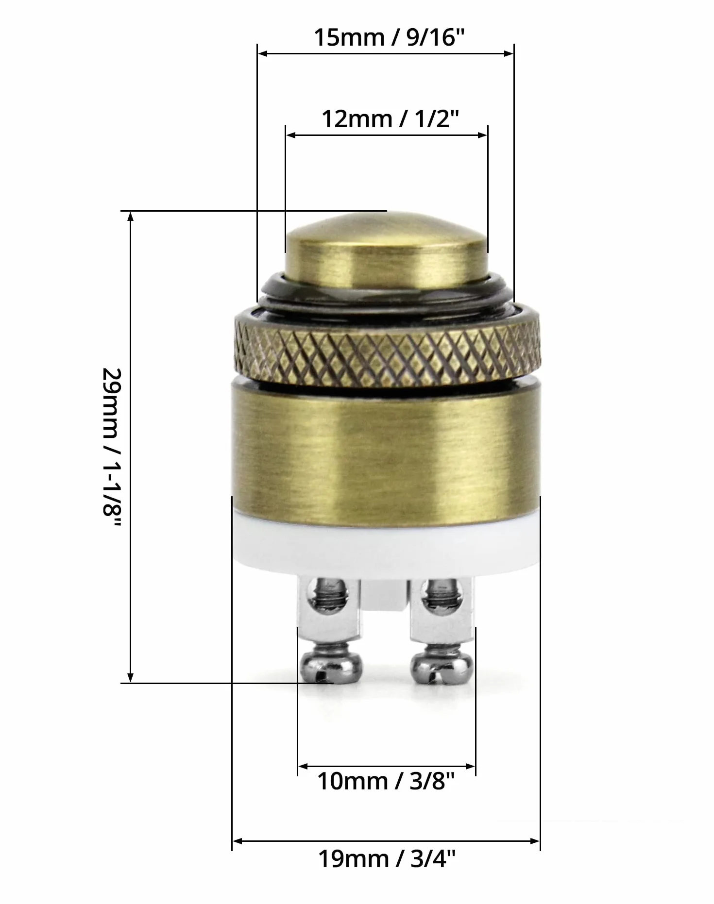QWORK® 16MM Pulsante Campanello in Ottone, Pulsante Momentaneo Impermeabile Terminali a Vite 16MM 2A 12V/24V/36V DC ON/OFF